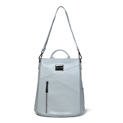 Pelle Luxure Grey Backpack with Side & Front Zipper Pockets