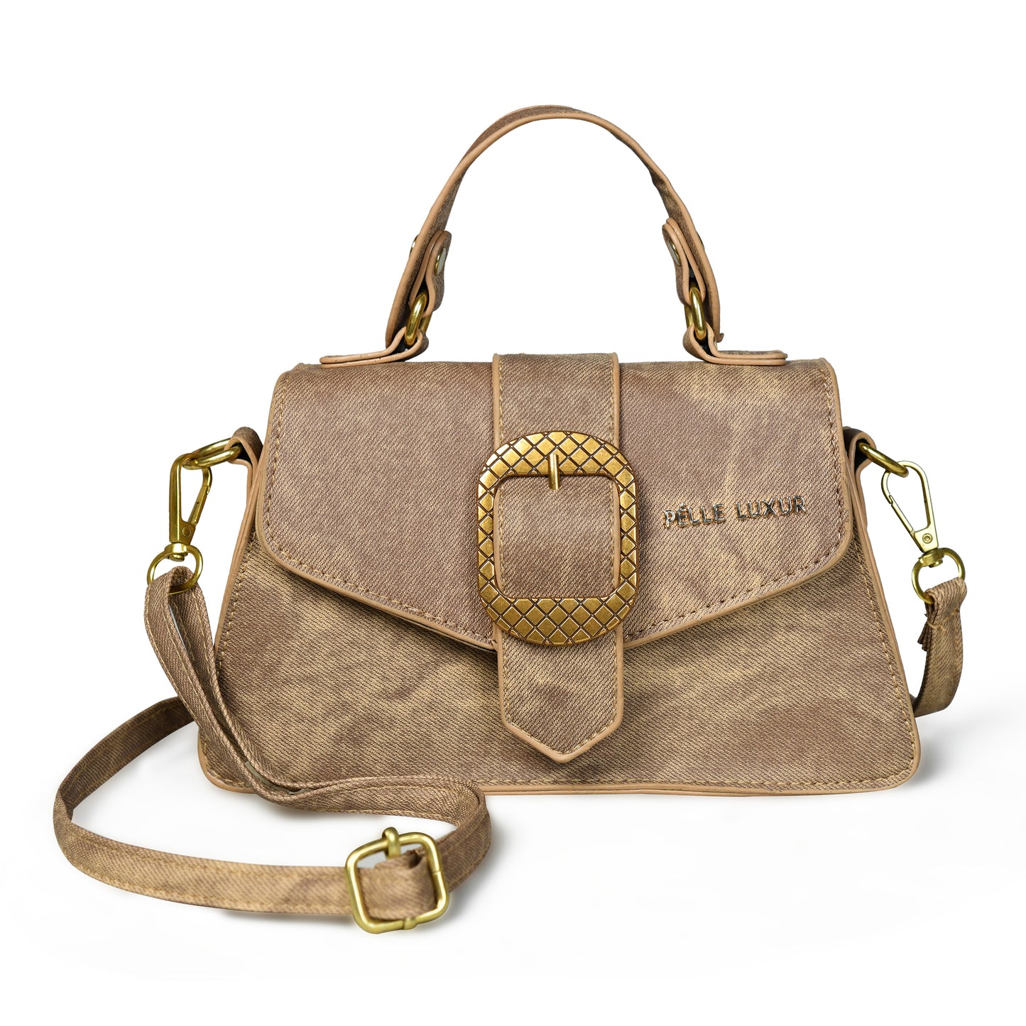 Elegant Design: Pelle Luxure Women's PU Sling Bag in Grey, Brown, and Khaki