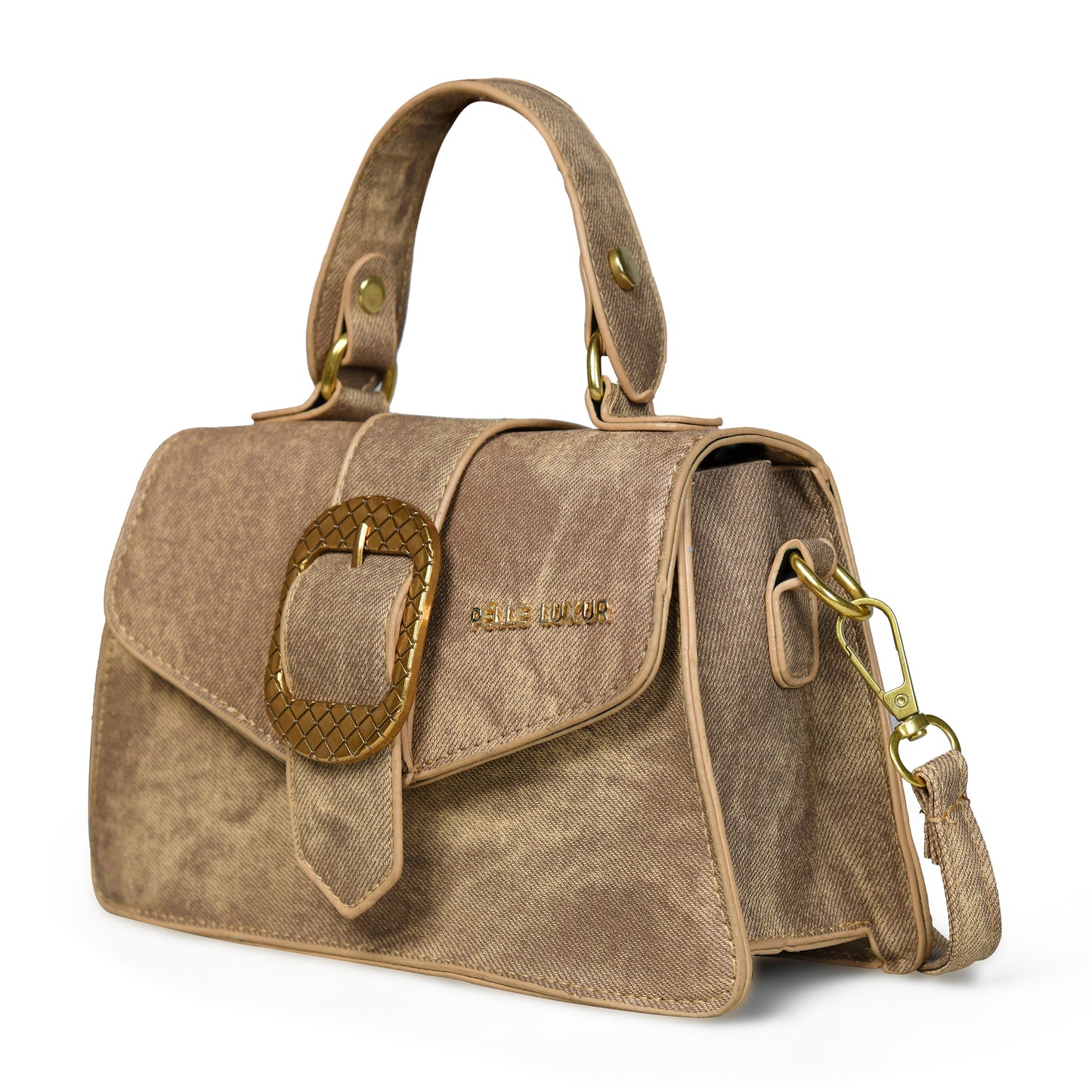 Elegant Design: Pelle Luxure Women's PU Sling Bag in Grey, Brown, and Khaki