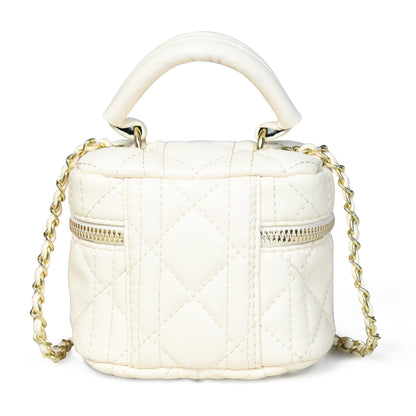 Sleek and Stylish: Pelle Luxure Women's Small Sling Bag in White and Black