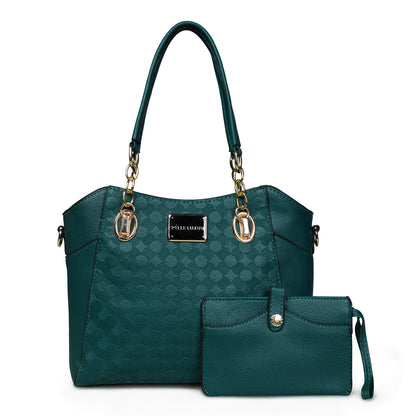 Pelle Luxure Women's PU Medium Satchel Bag – Stylish in Black, Blue, and Green