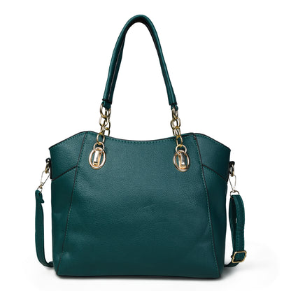 Pelle Luxure Women's PU Medium Satchel Bag – Stylish in Black, Blue, and Green