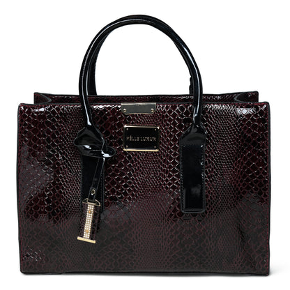 Pelle Luxure Women's PU Satchel Bag – Available in Brown, Black, and Wine Colors