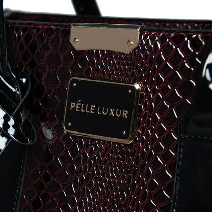 Pelle Luxure Women's PU Satchel Bag – Available in Brown, Black, and Wine Colors