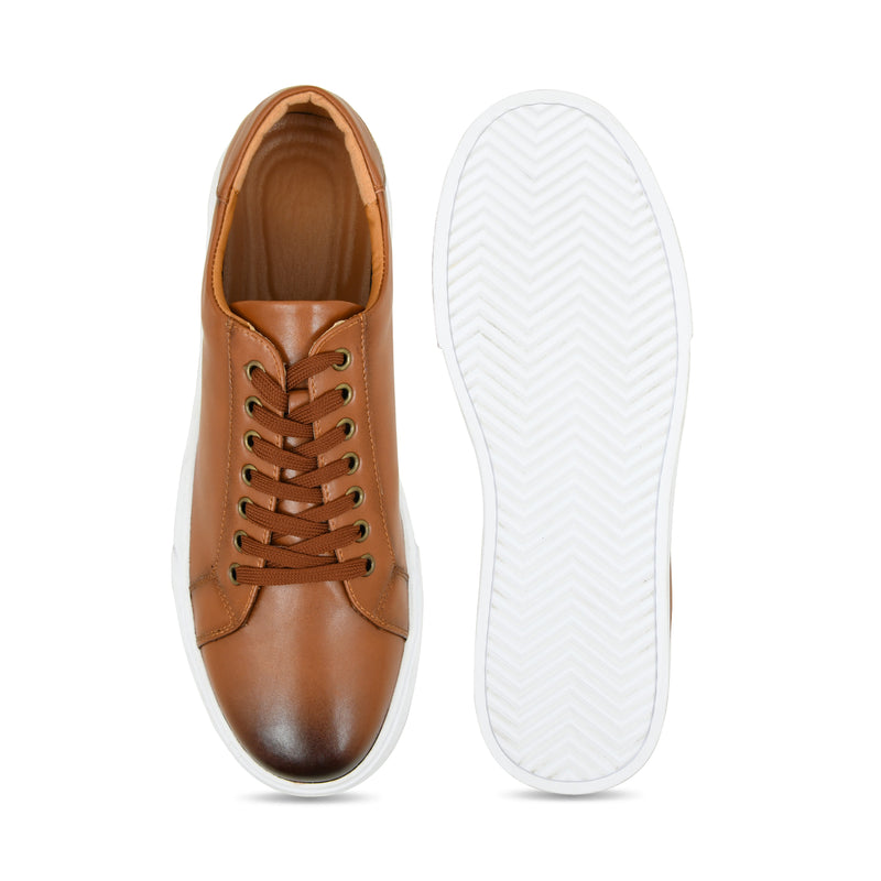 Pelle Luxur Alvize Tan Color Sneaker Shoes For Men