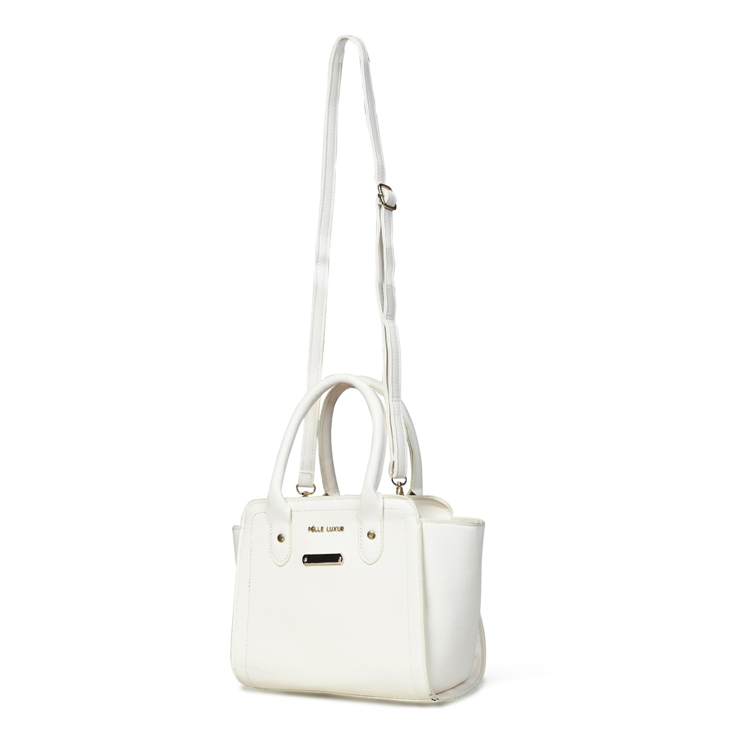 Stylish and Versatile: Pelle Luxure Women's Handbag in Black, Purple, and White