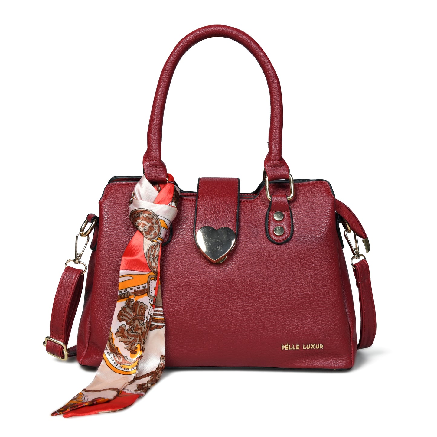 Pelle Luxure Women's PU Cherry Red Satchel Bag