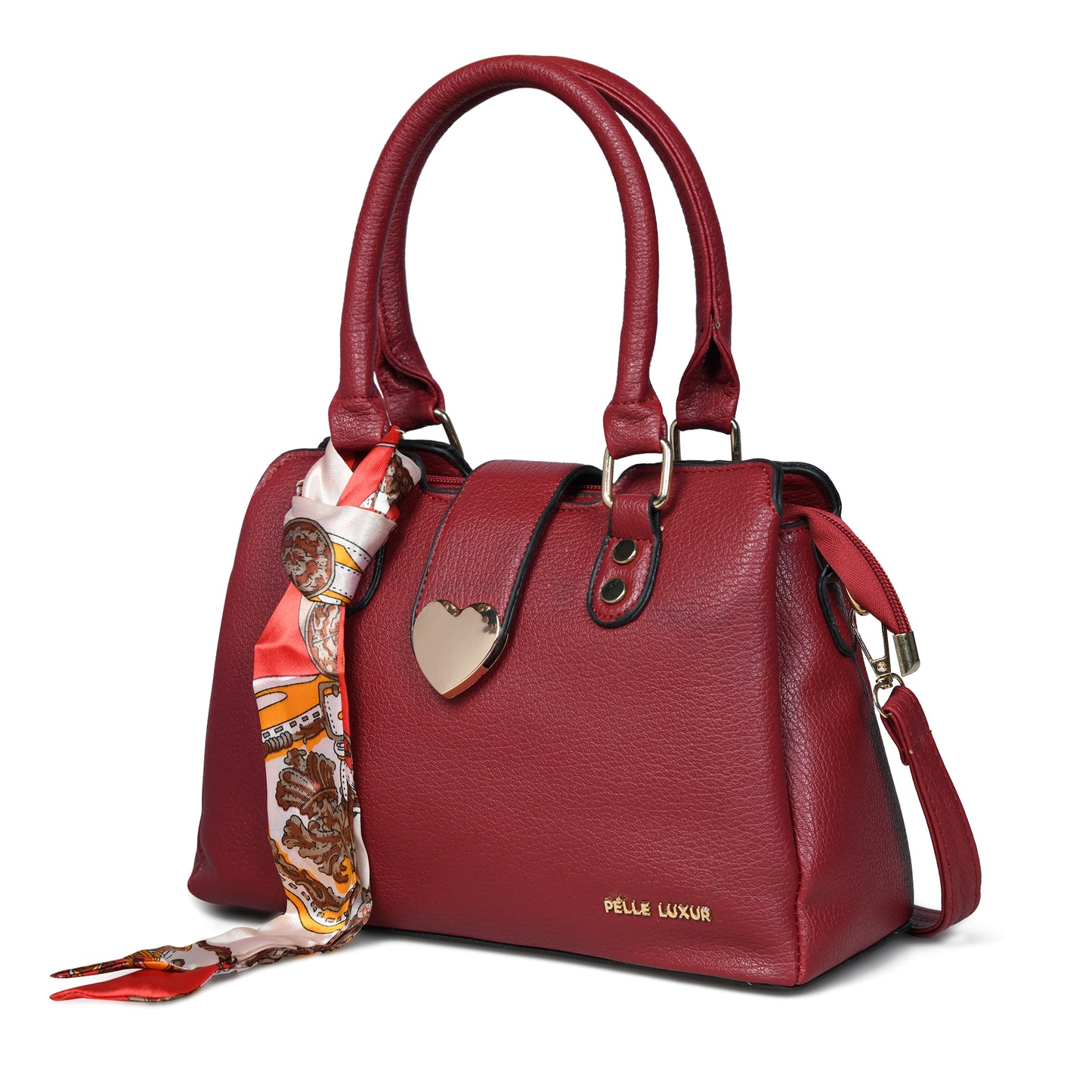 Pelle Luxure Women's PU Cherry Red Satchel Bag