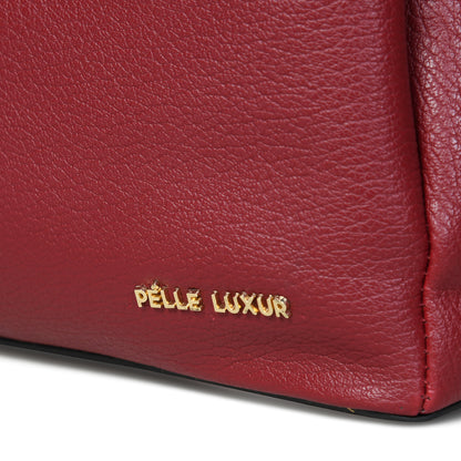 Pelle Luxure Women's PU Cherry Red Satchel Bag