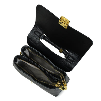 Elevate Your Style: Pelle Luxure Small PU Sling with Elegant Push Lock Closure