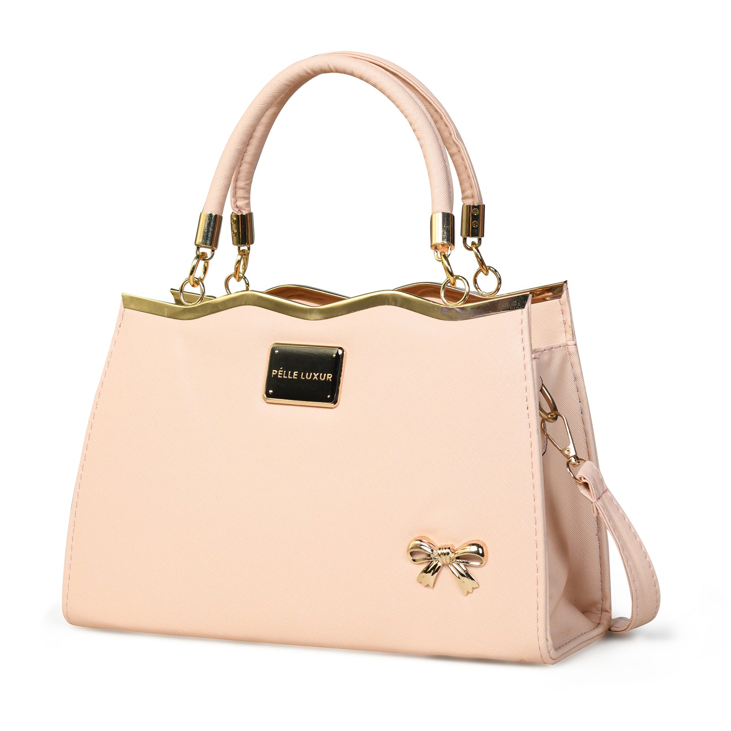 Pelle Luxure Satchel in Pink, White, and Black – Fashion Meets Function