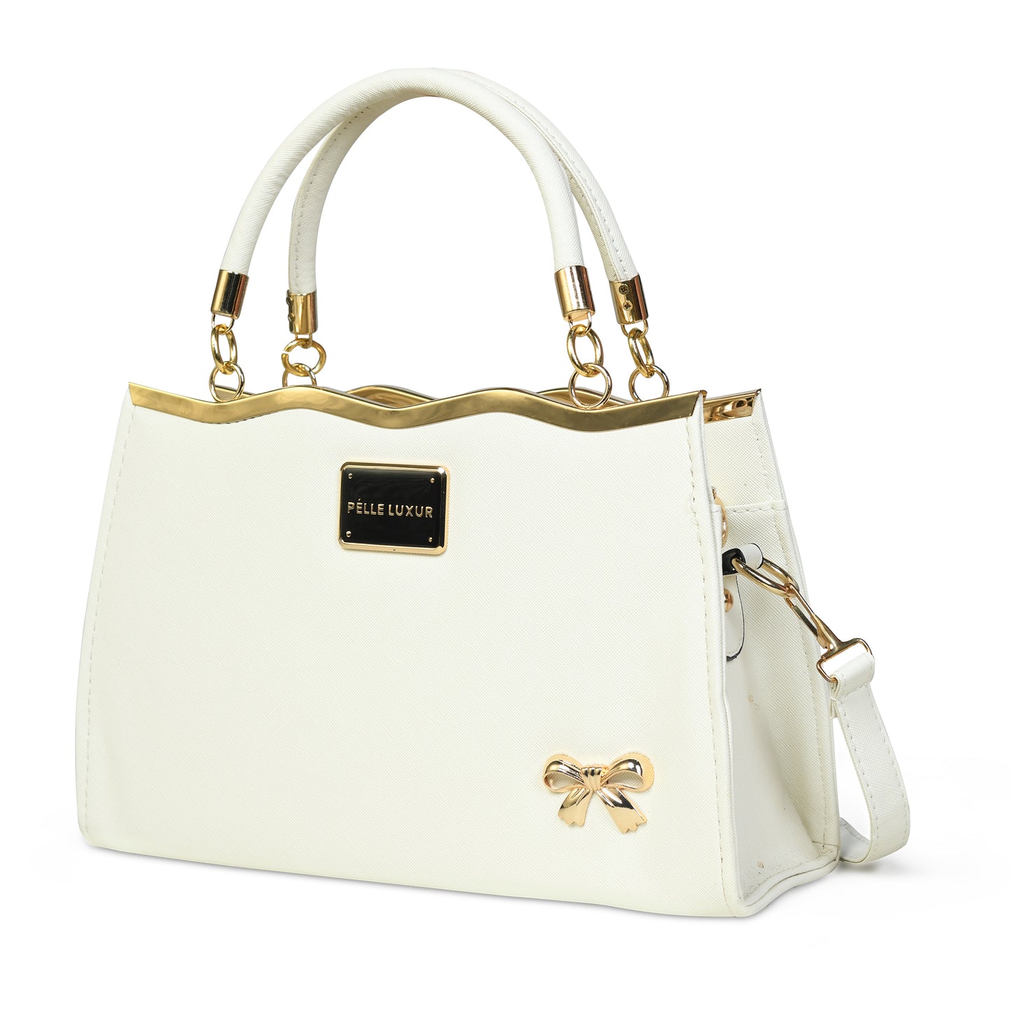 Pelle Luxure Satchel in Pink, White, and Black – Fashion Meets Function