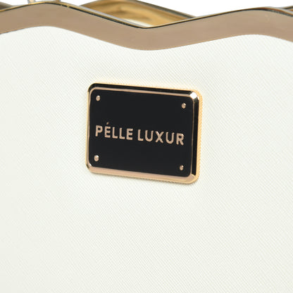 Pelle Luxure Satchel in Pink, White, and Black – Fashion Meets Function