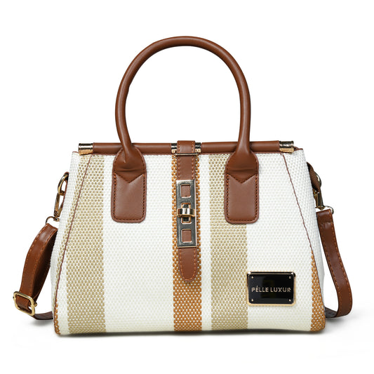 Stylish Pelle Luxure Satchel – White, Black & Brown Colors