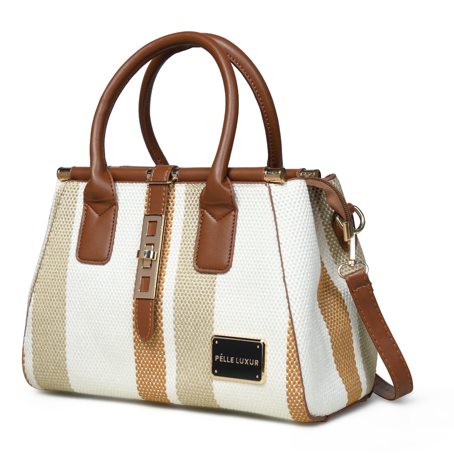 Stylish Pelle Luxure Satchel – White, Black & Brown Colors