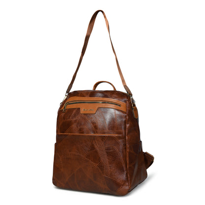 Pelle Luxure Brown PU Backpack – Perfect for Work, Travel, and Everyday Use