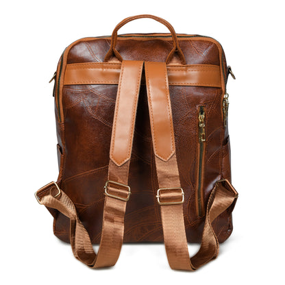 Pelle Luxure Brown PU Backpack – Perfect for Work, Travel, and Everyday Use