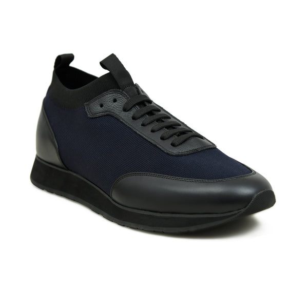 Pelle Luxur Alonzo Navy Blue And Black Sneaker Shoes For Men