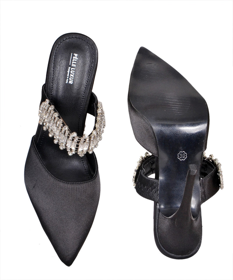 Pelle Luxur Antonia Black Sandals For Women