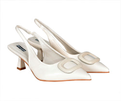 Pelle Luxur Renata White Pumps For Women