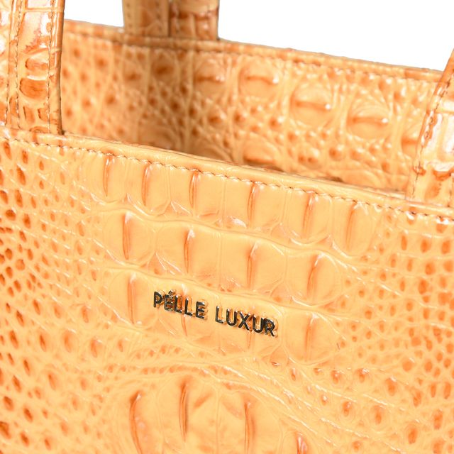 Pelle Luxur Women's Light Brown, Premium PU Handheld Bag, Medium Size with Zipper Closure