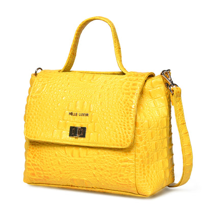 Pelle Luxur Women's Yellow, Premium PU Sling Bag, Medium Size with Turn Lock Closure