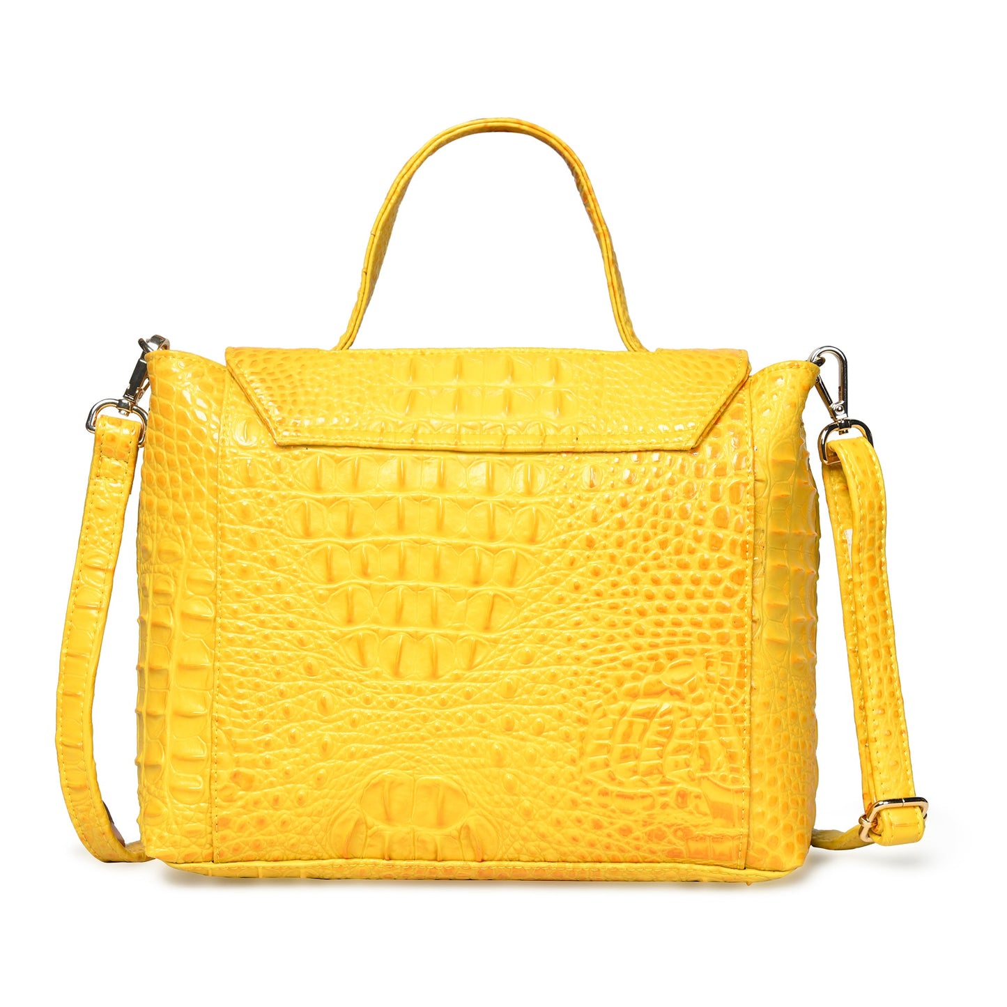 Pelle Luxur Women's Yellow, Premium PU Sling Bag, Medium Size with Turn Lock Closure