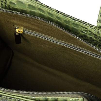 Pelle Luxur Women’s Medium-Sized Olive Green Handheld Bag in Premium PU with Zipper Closure.