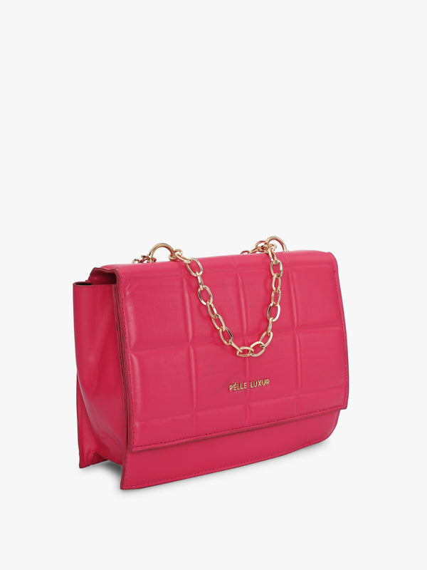 Pelle Luxur Women's Dark Pink Satchel Bag