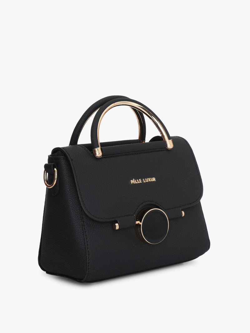 Pelle Luxur Women's Black Satchel Bag