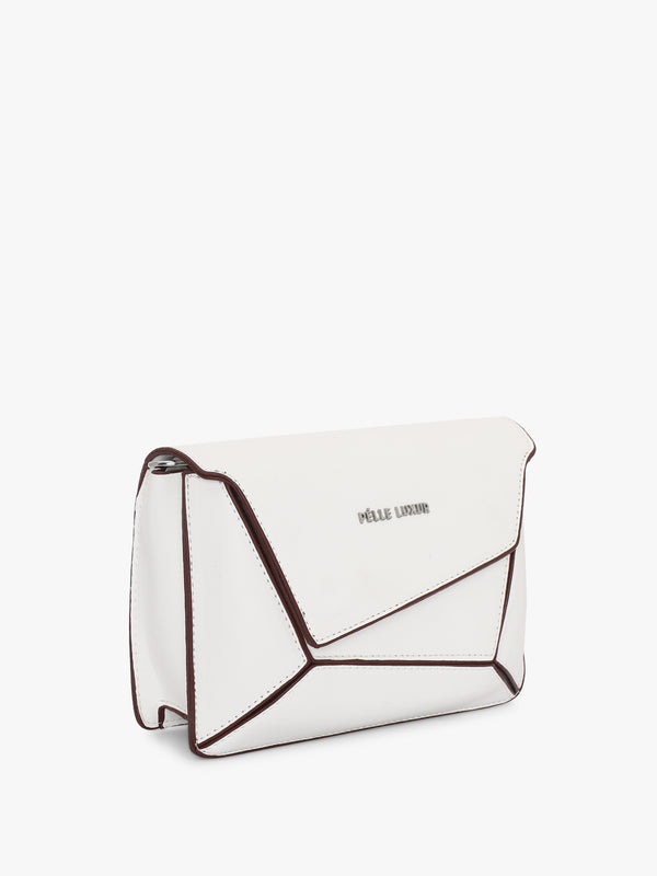 Pelle Luxur Women's White/Brown Satchel Bag