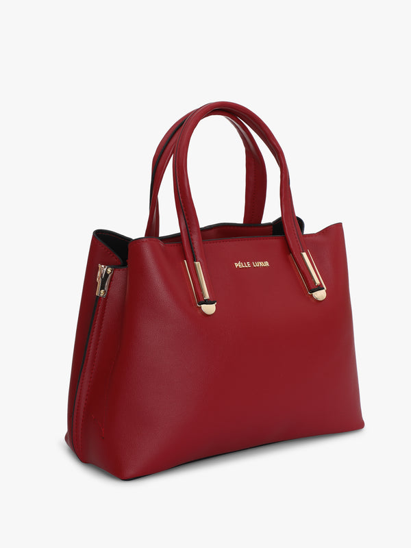 Pelle Luxur Women's Maroon Satchel Bag