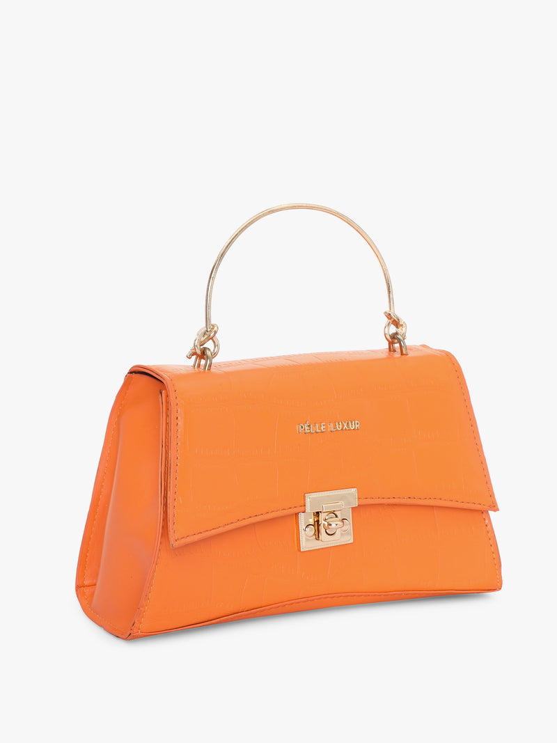 Pelle Luxur Women's Orange Satchel Bag