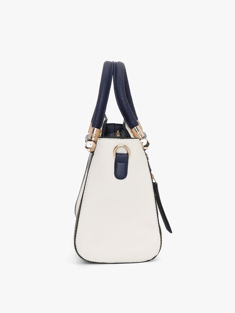Pelle Luxur Women's Blue/Off White Satchel Bag