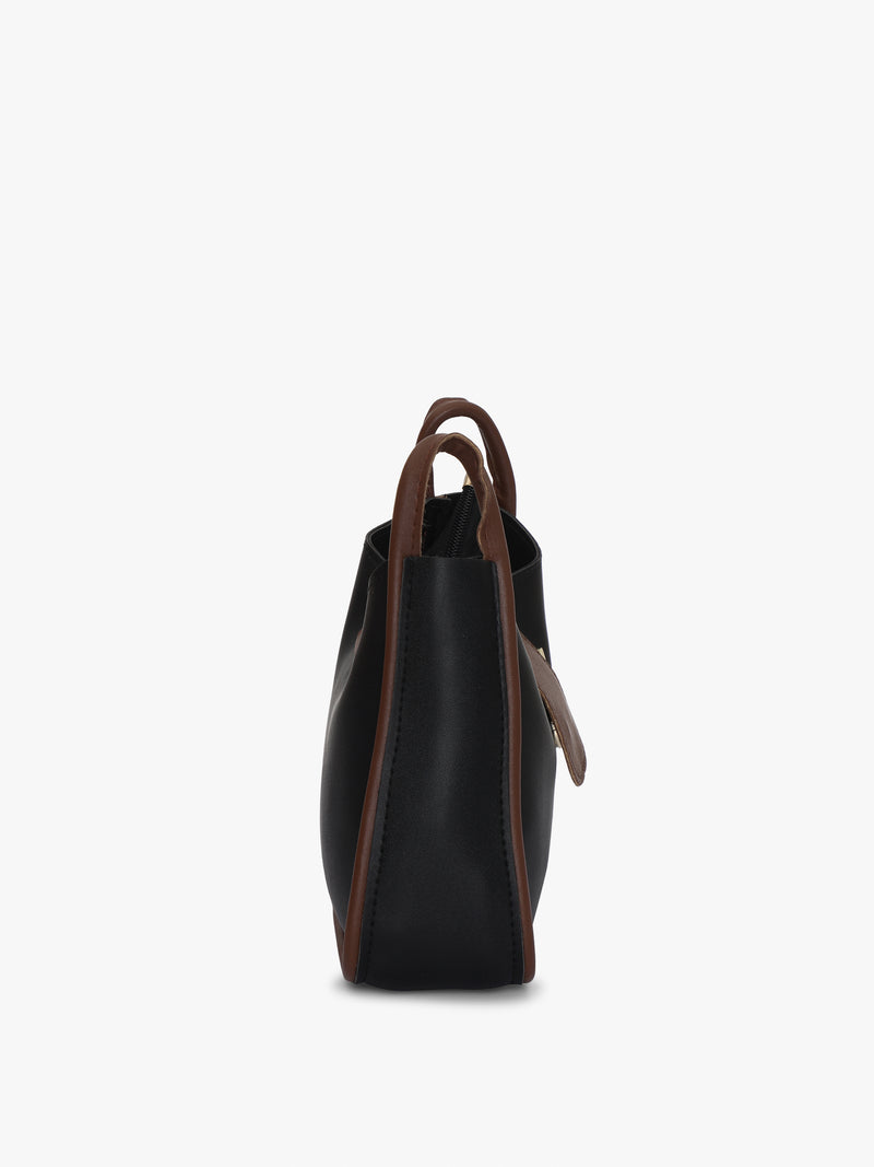 Pelle Luxur Women's Black/Brown Satchel Bag