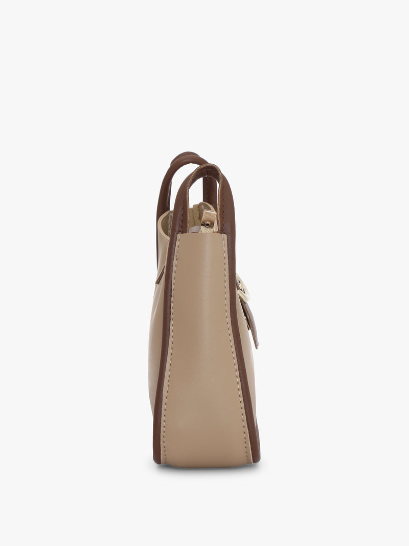 Pelle Luxur Women's Light Brown/Dark Brown Satchel Bag