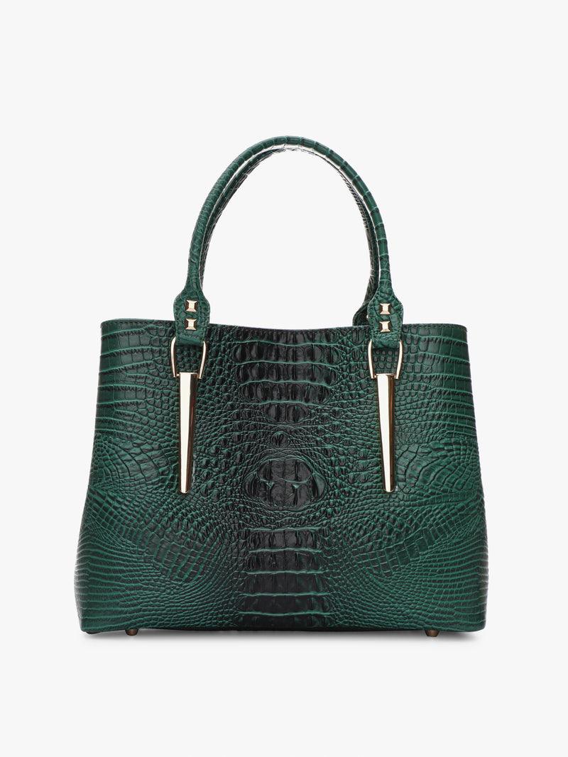 Green Croc Medium Handbag