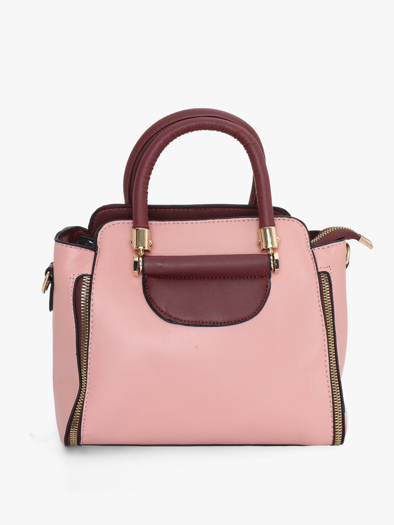 Pelle Luxur Women's Pink/Maroon Satchel Bag