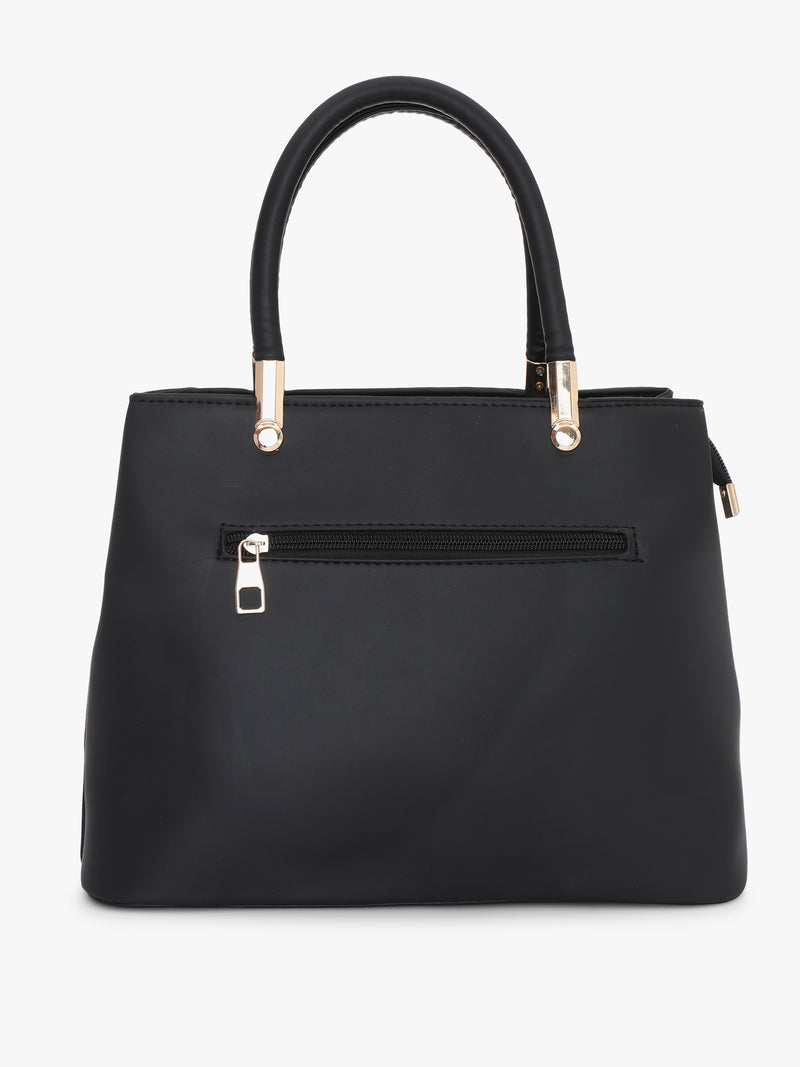 Pelle Luxur Women's Black/Gold Satchel Bag