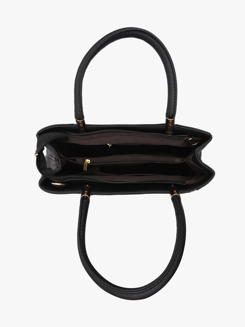 Pelle Luxur Women's Black/Gold Satchel Bag