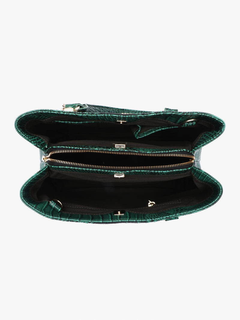 Green Croc Medium Handbag