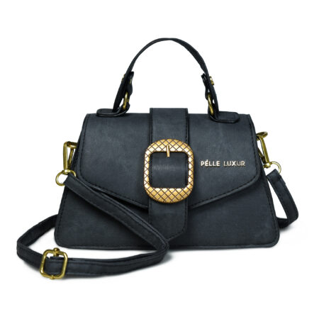 Pelle Luxur Women's  Dark Grey Colour Magnetic Snap Closure Bag