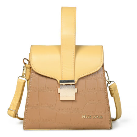 Pelle Luxur Women's  Brown Colour Push Lock Closure Bag